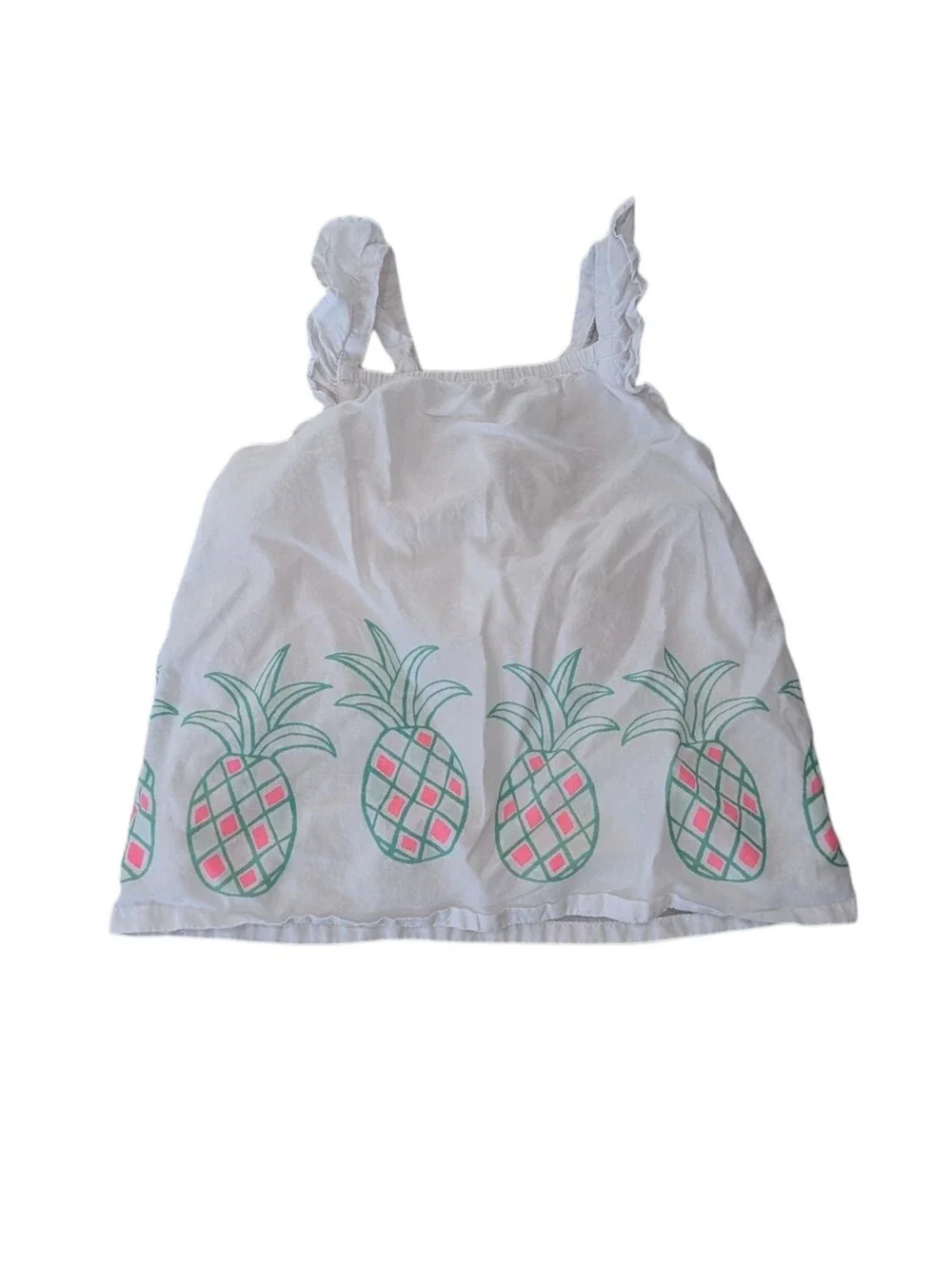 Gymboree Kids White Green Pink Pineapple Sleeveless Tank Shirt Cotton Girls 6